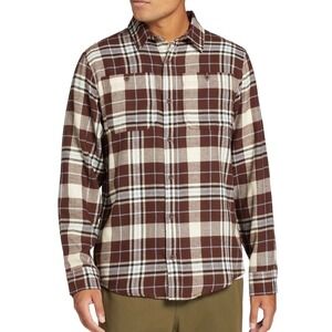 Alpine Design Men's Medium Brown Plaid Brushed Flannel Long Sleeve‎ Shirt 28295